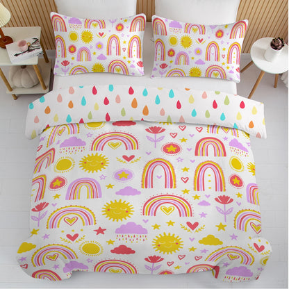 Cartoon Rainbow Design Bedding Set.