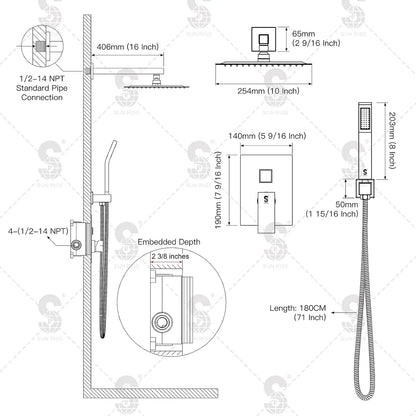 bathroom Luxury shower combination wall mounted shower head