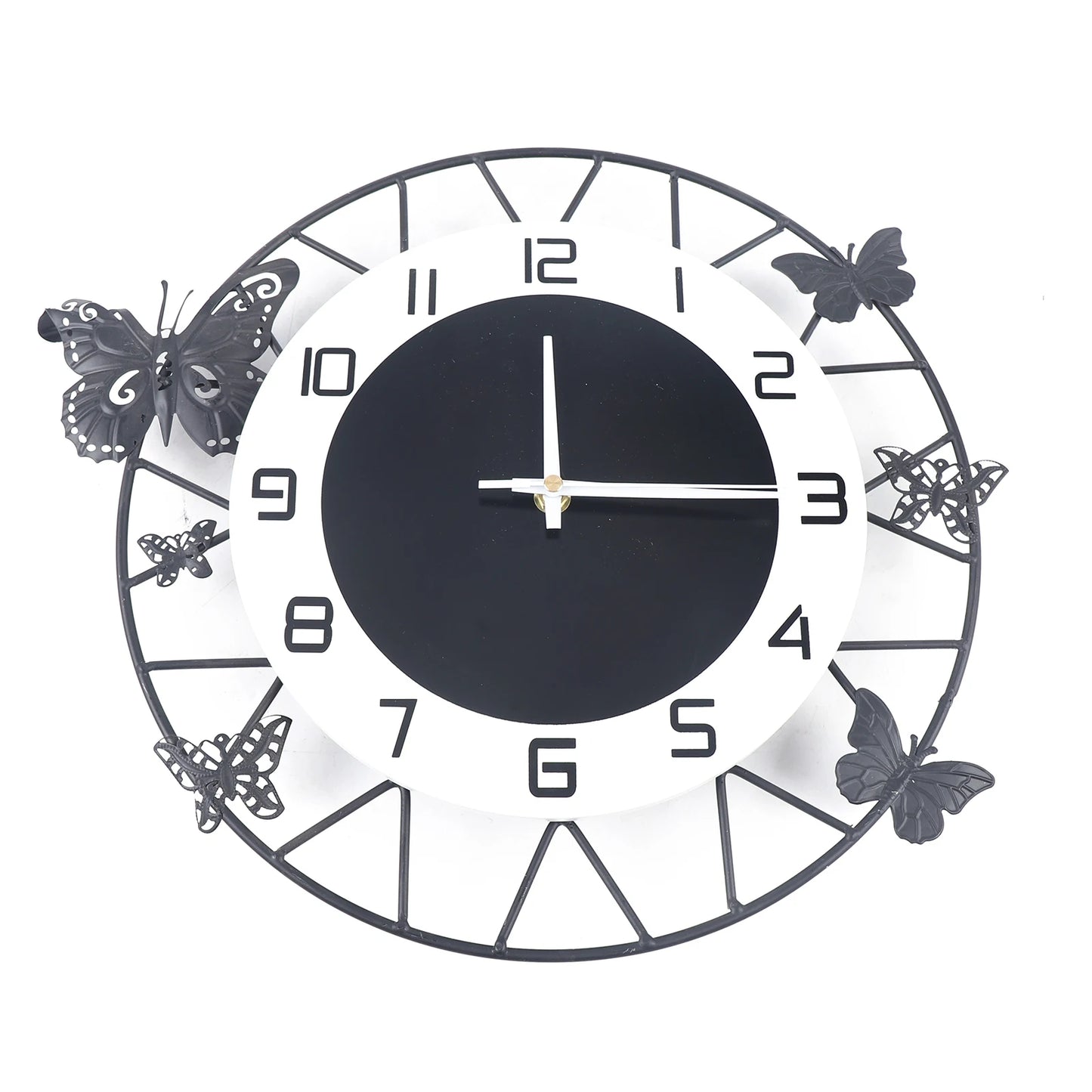 20inch Large Round Butterfly Wall-mounted Clock Creative Iron Craft  Modern Quartz Clock Home Living Room Decor Silent Clock