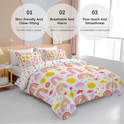 Cartoon Rainbow Design Bedding Set.