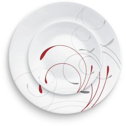 Corelle Splendor, White and Red Round 12-Piece Dinnerware Set