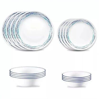 NewCorelle 16pc Vitrelle Ocean Blues Dinnerware Set