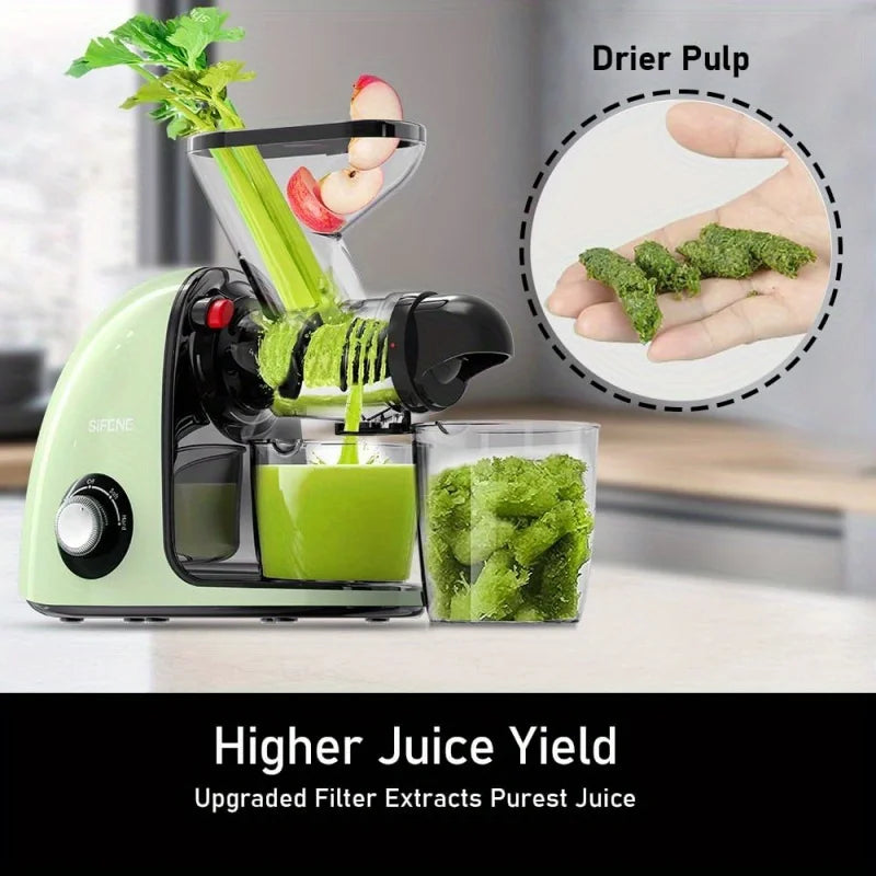 2nd Edition Cold Press Juicer, SiFENE Slow Masticating Juicer Machines for Fruit & Vegetable, Juice Maker Extractor with Dual Mo