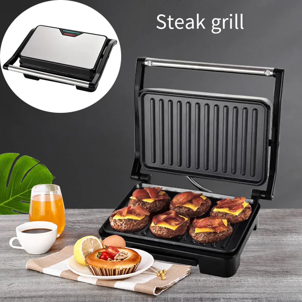 750W Home Small Roast Steak Machine Hamburger Electric Waffle Sandwich Maker Non Stick Surface Grill Toaster Breakfast Machine